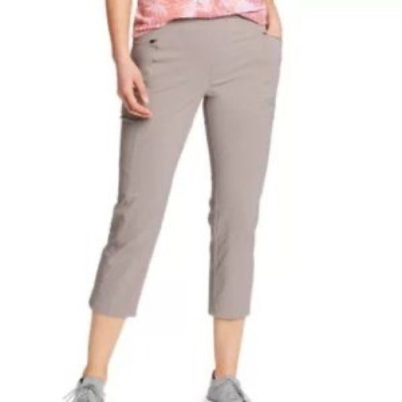 Eddie Bauer Taupe Incline Utility Cargo Capris. Size 12 Hiking GorpCore Summer - Picture 1 of 16